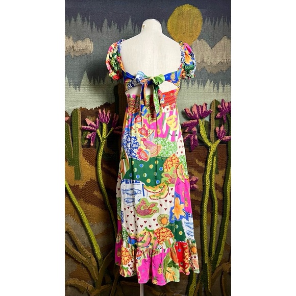 Farm Rio Sunny Mix Midi Dress XS - Picture 4 of 14